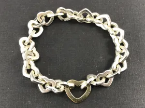 Tiffany & Co Sterling Silver & 18K Gold Heart Link Bracelet 7.5"