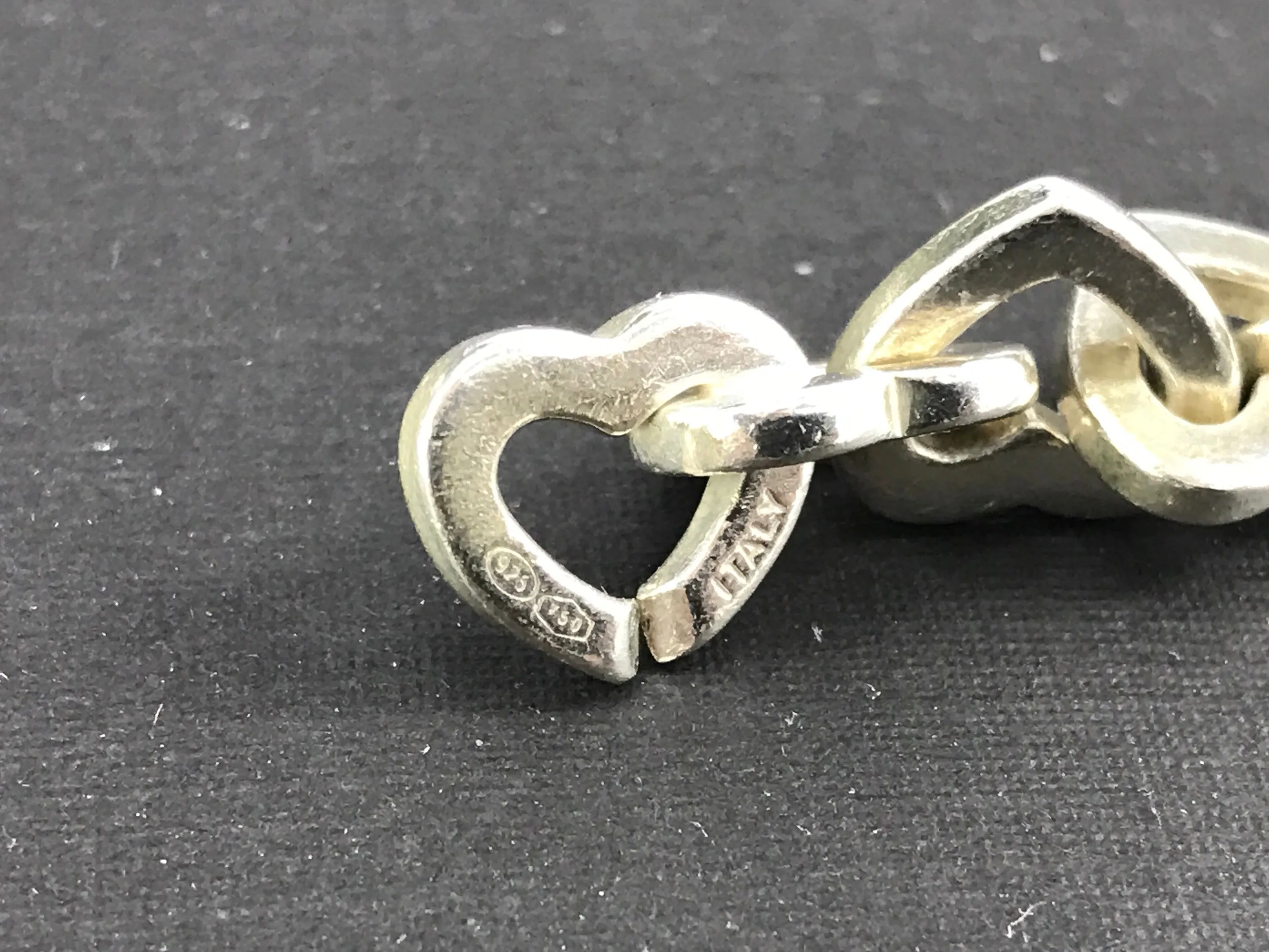 Tiffany & Co Sterling Silver & 18K Gold Heart Link Bracelet 7.5"