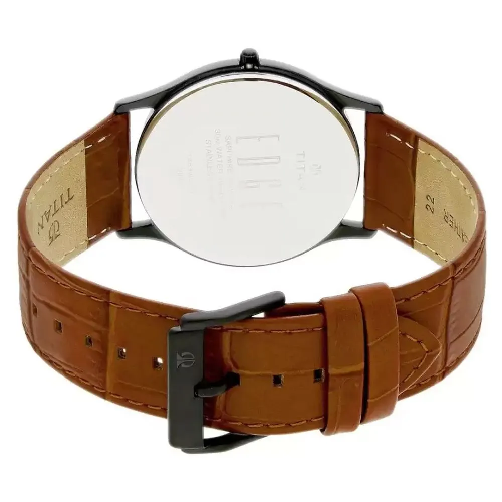 Titan Edge Slim Analog Brown Leather Strap Men's Watch, 1683NL01