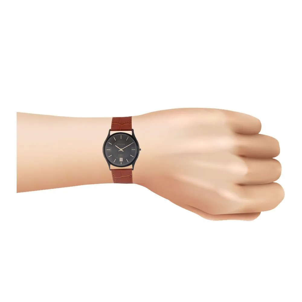 Titan Edge Slim Analog Brown Leather Strap Men's Watch, 1683NL01