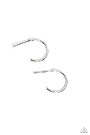 Ultra Upmarket - Silver - Tiny Paparazzi Hoop Earrings