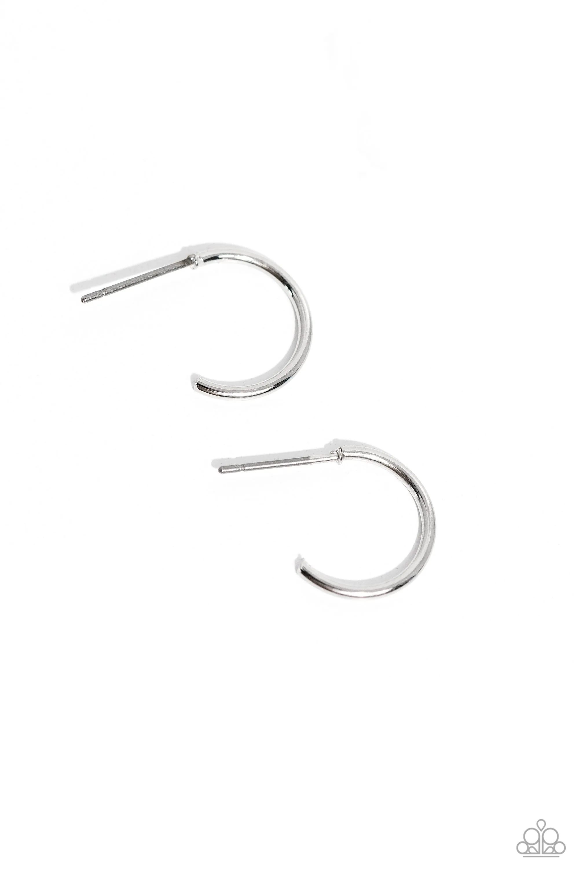 Ultra Upmarket - Silver - Tiny Paparazzi Hoop Earrings