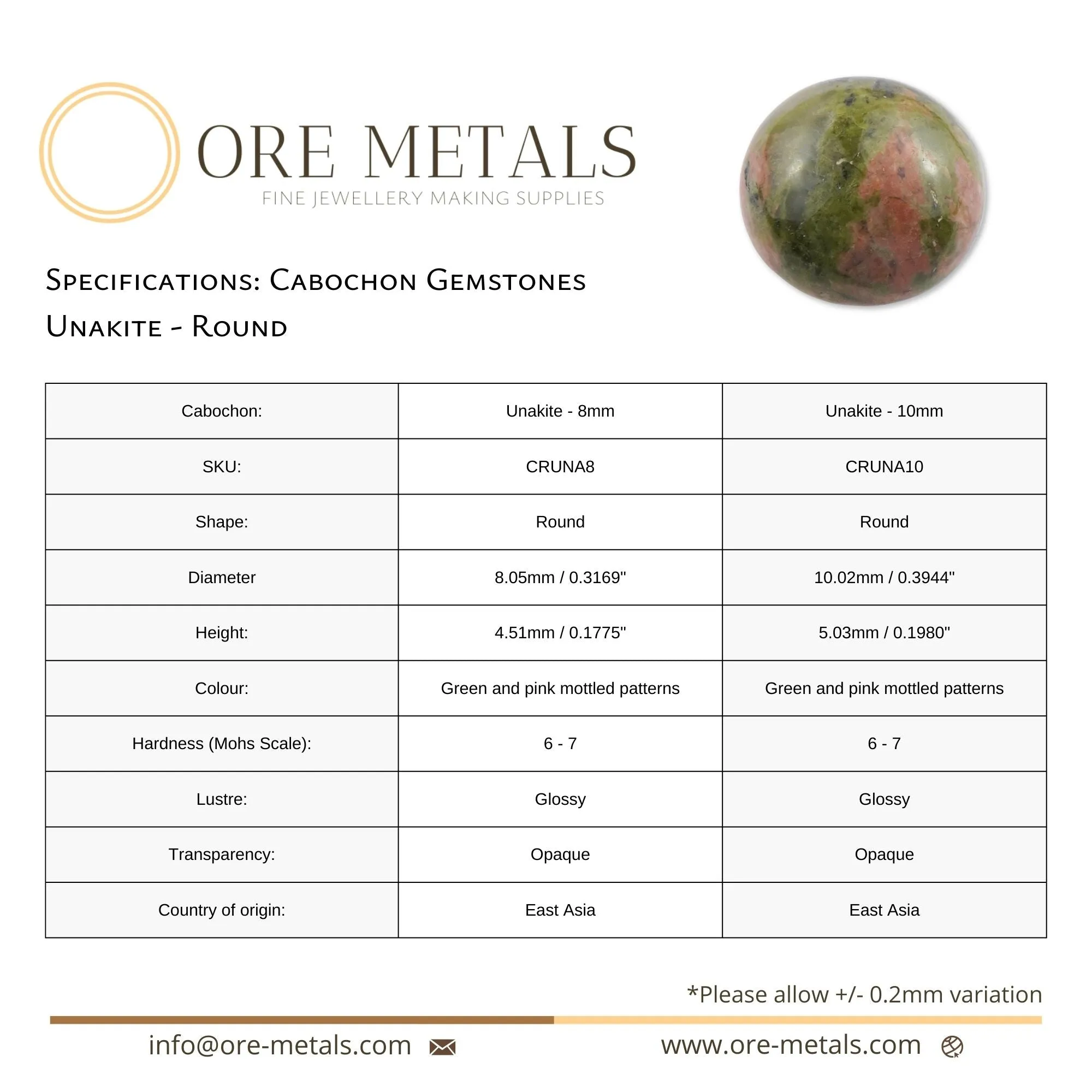 Unakite - Round Cabochon