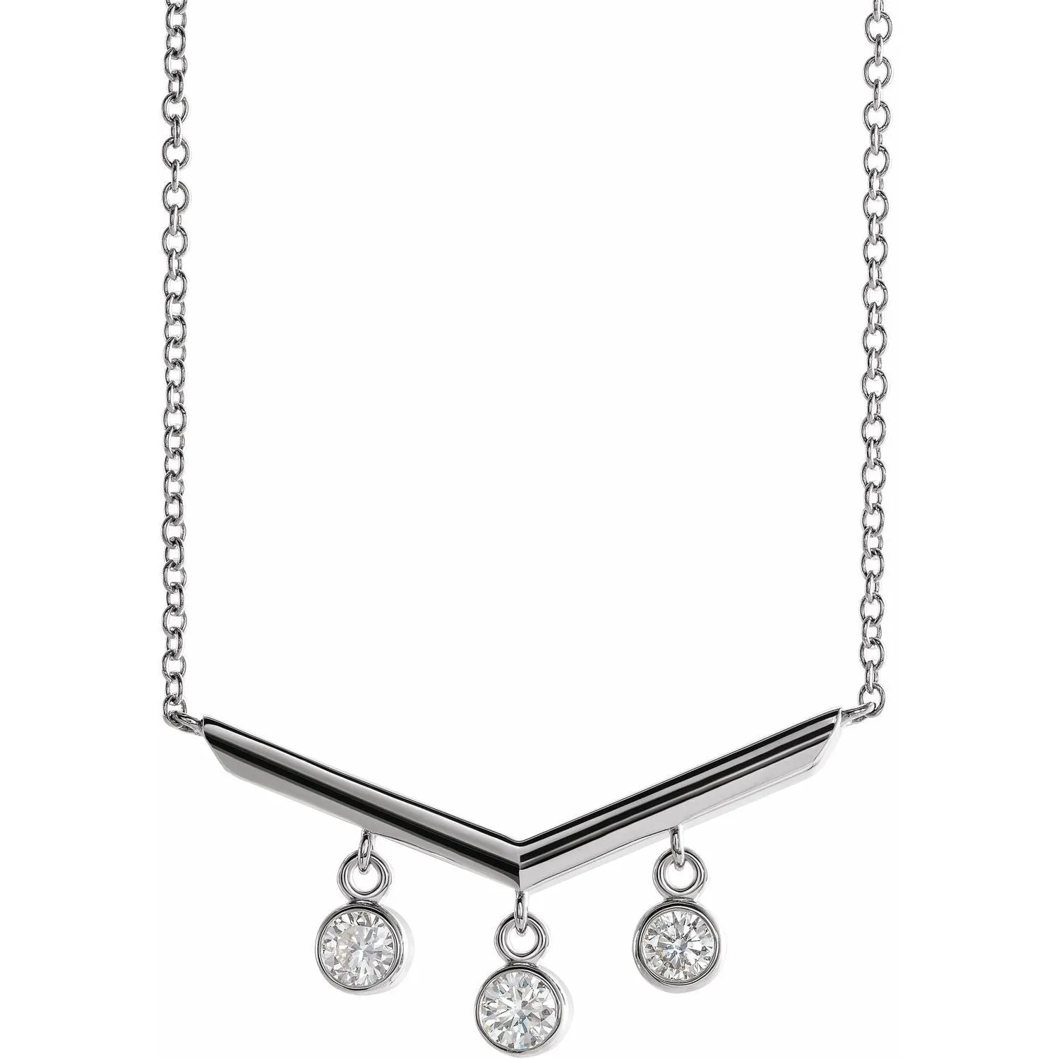 V Bar Dangling Diamond Necklace