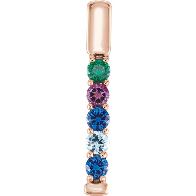 Vertical Bar Prong Set Mother's Family Birthstone Pendant Necklace