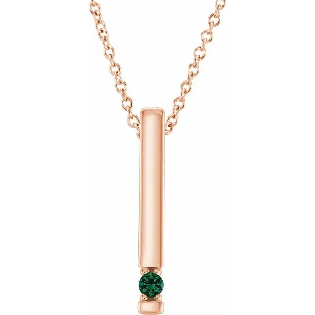 Vertical Bar Prong Set Mother's Family Birthstone Pendant Necklace