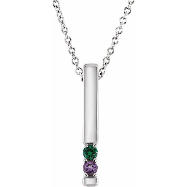 Vertical Bar Prong Set Mother's Family Birthstone Pendant Necklace