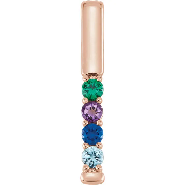 Vertical Bar Prong Set Mother's Family Birthstone Pendant Necklace
