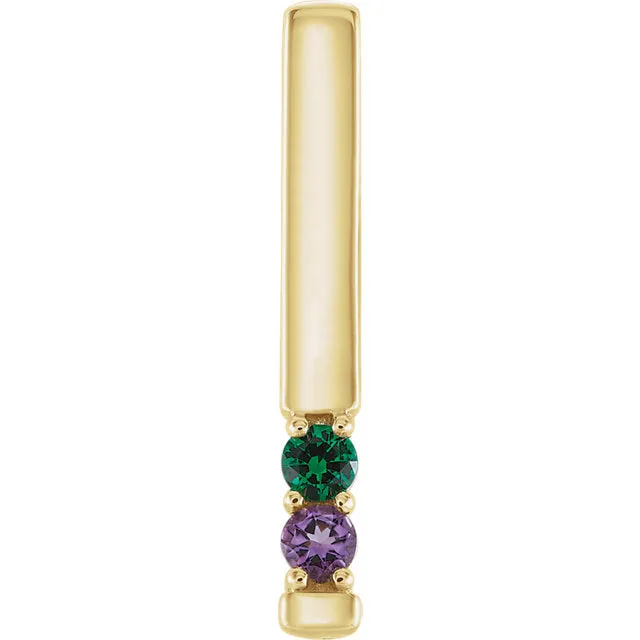 Vertical Bar Prong Set Mother's Family Birthstone Pendant Necklace