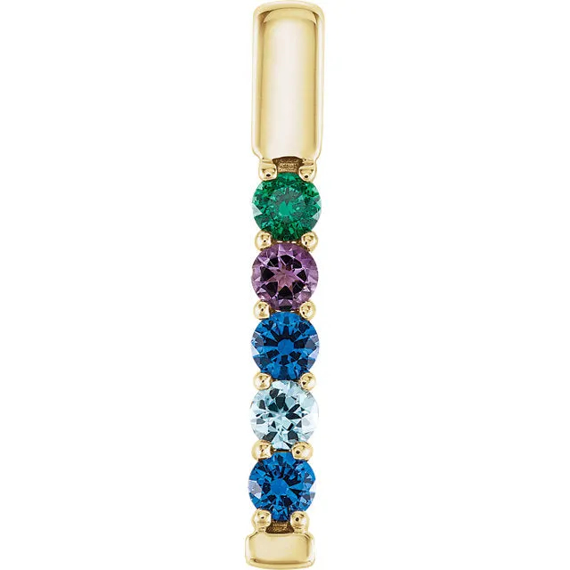 Vertical Bar Prong Set Mother's Family Birthstone Pendant Necklace