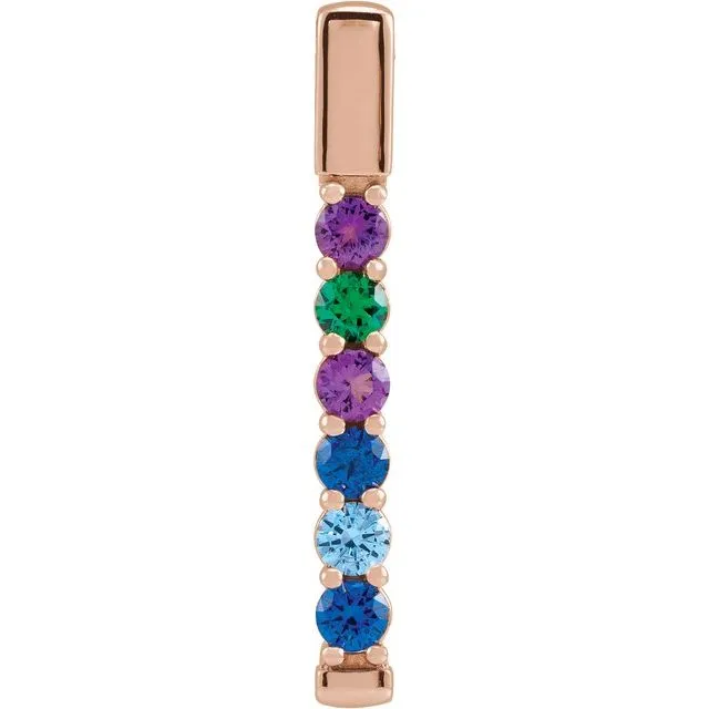 Vertical Bar Prong Set Mother's Family Birthstone Pendant Necklace