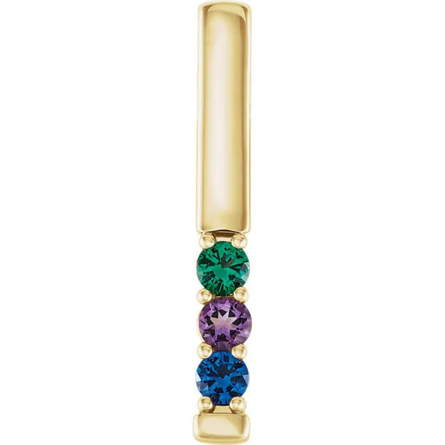 Vertical Bar Prong Set Mother's Family Birthstone Pendant Necklace
