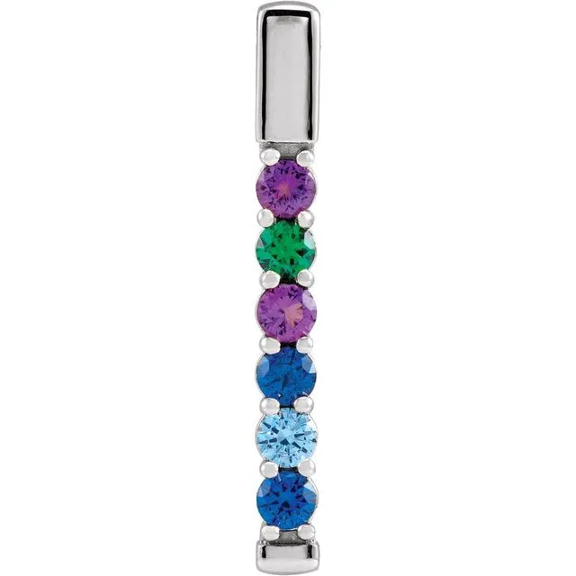 Vertical Bar Prong Set Mother's Family Birthstone Pendant Necklace