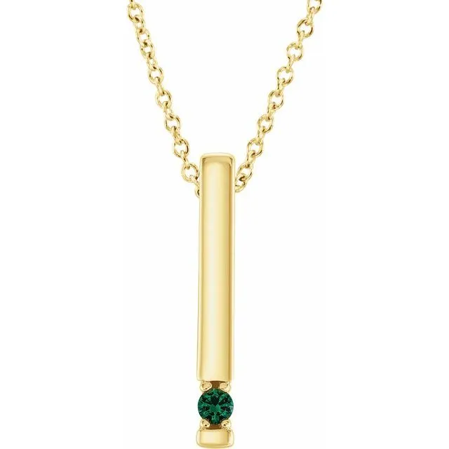 Vertical Bar Prong Set Mother's Family Birthstone Pendant Necklace