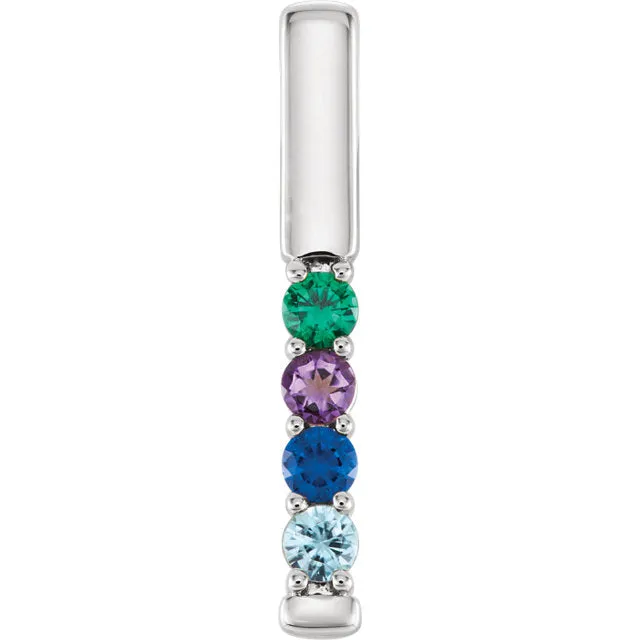 Vertical Bar Prong Set Mother's Family Birthstone Pendant Necklace