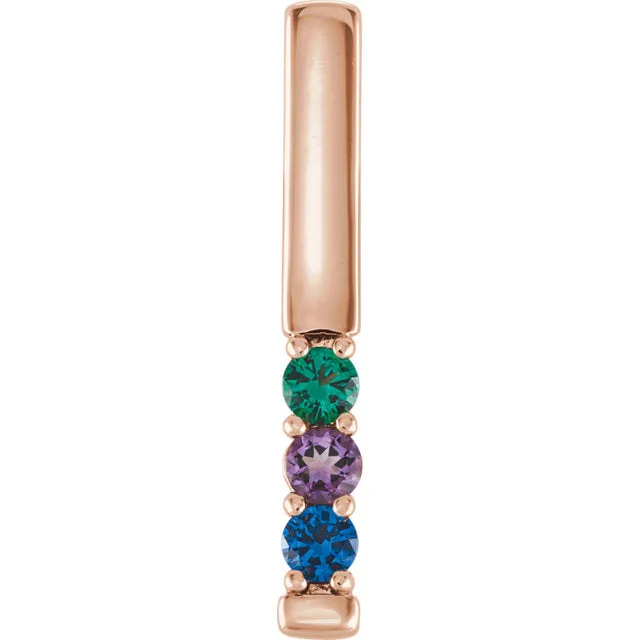 Vertical Bar Prong Set Mother's Family Birthstone Pendant Necklace