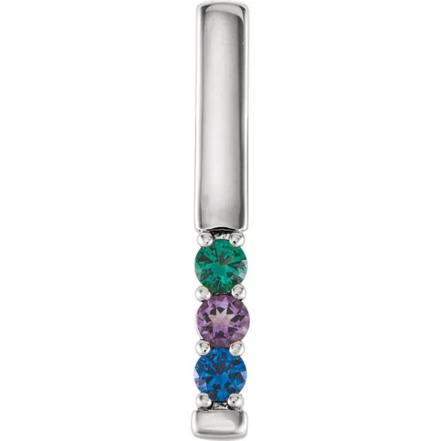 Vertical Bar Prong Set Mother's Family Birthstone Pendant Necklace