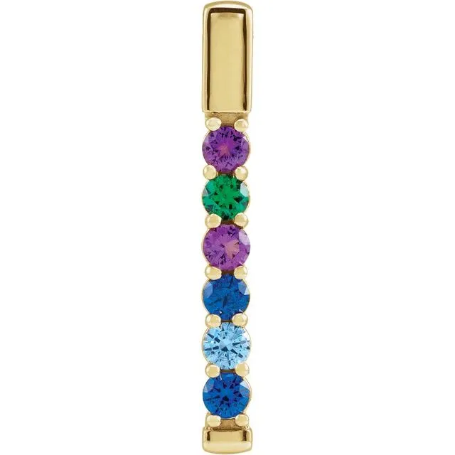 Vertical Bar Prong Set Mother's Family Birthstone Pendant Necklace