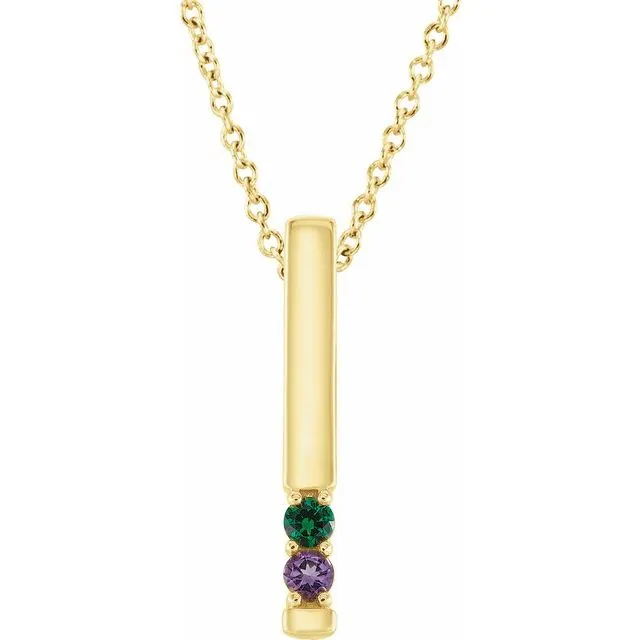Vertical Bar Prong Set Mother's Family Birthstone Pendant Necklace