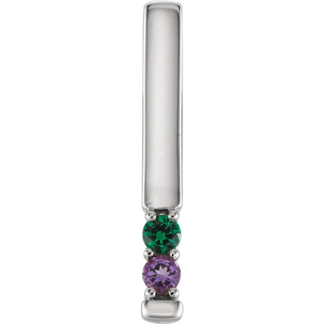 Vertical Bar Prong Set Mother's Family Birthstone Pendant Necklace