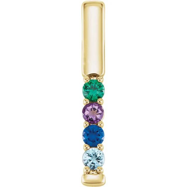 Vertical Bar Prong Set Mother's Family Birthstone Pendant Necklace