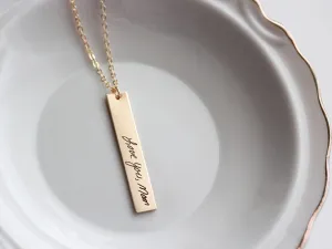Vertical Handwriting Bar Necklace