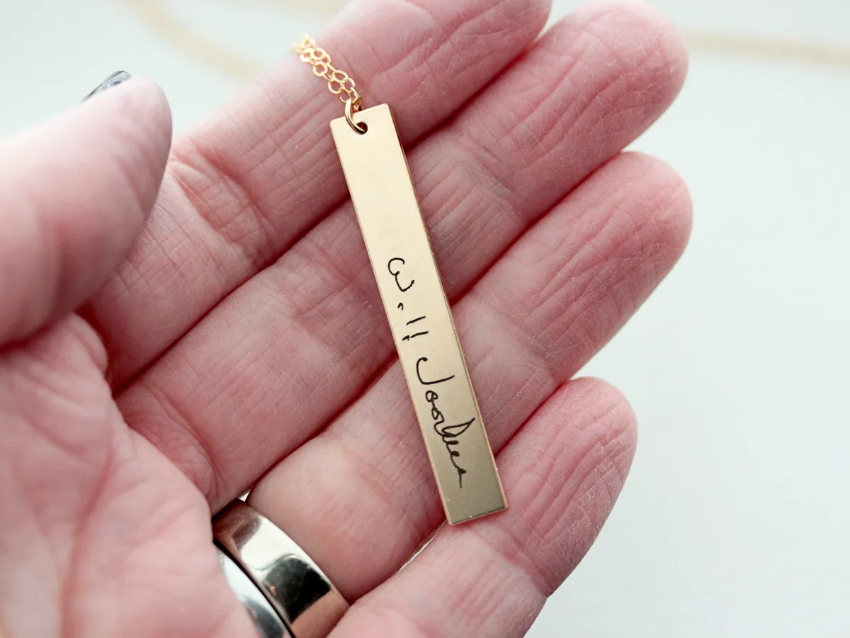 Vertical Handwriting Bar Necklace