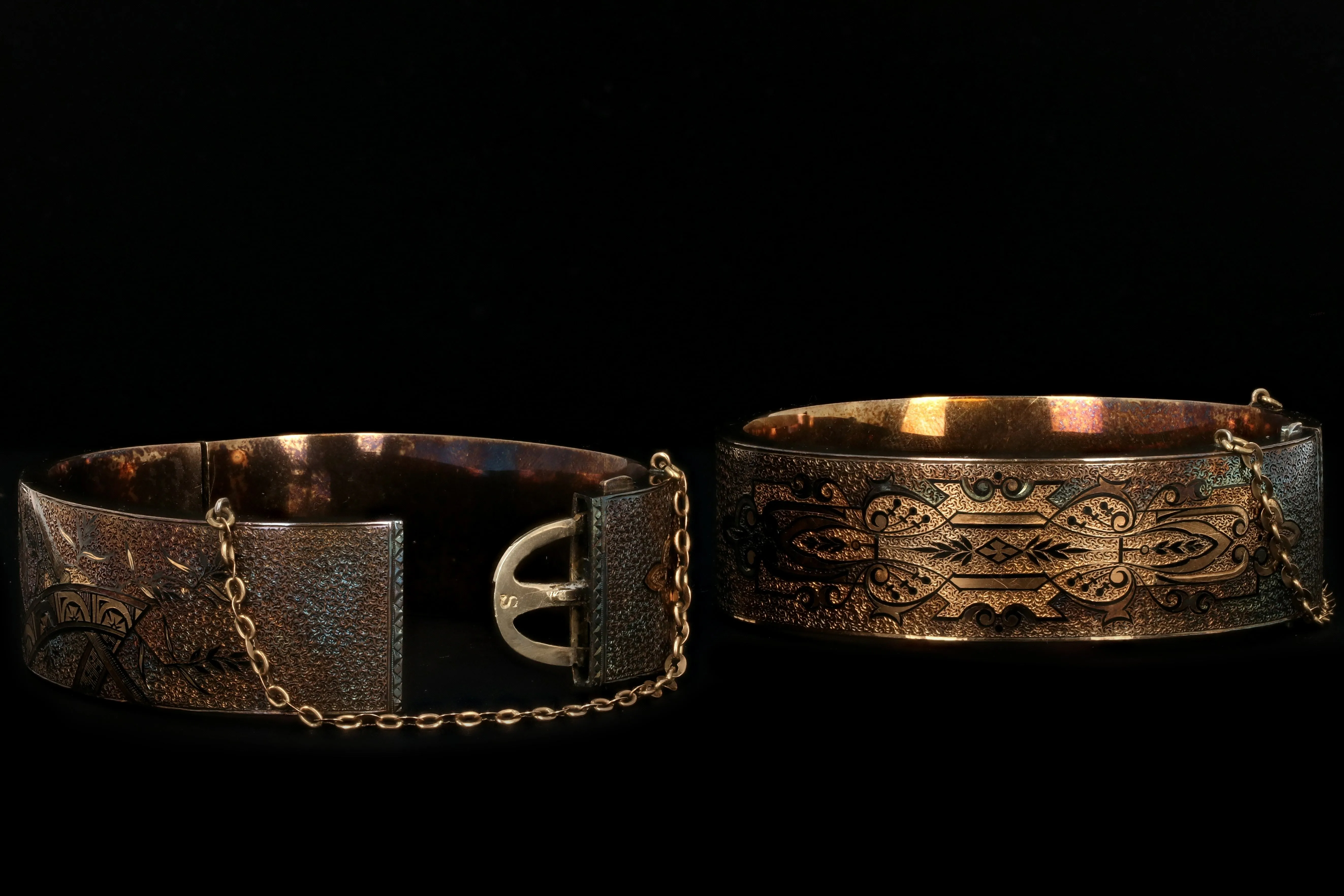 Victorian 14K Gold Pair of Wedding Bangles/Bracelets With Original Box