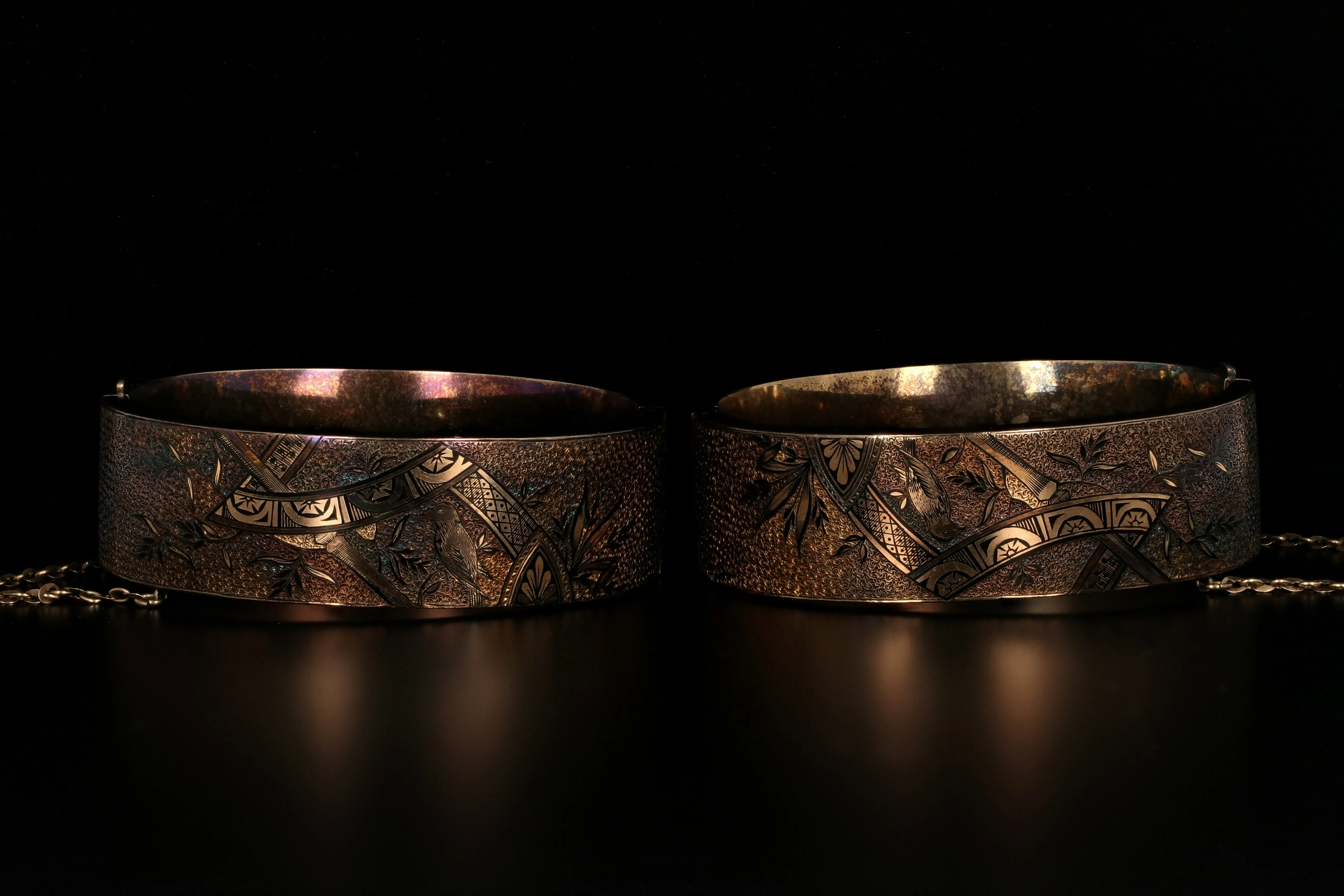 Victorian 14K Gold Pair of Wedding Bangles/Bracelets With Original Box
