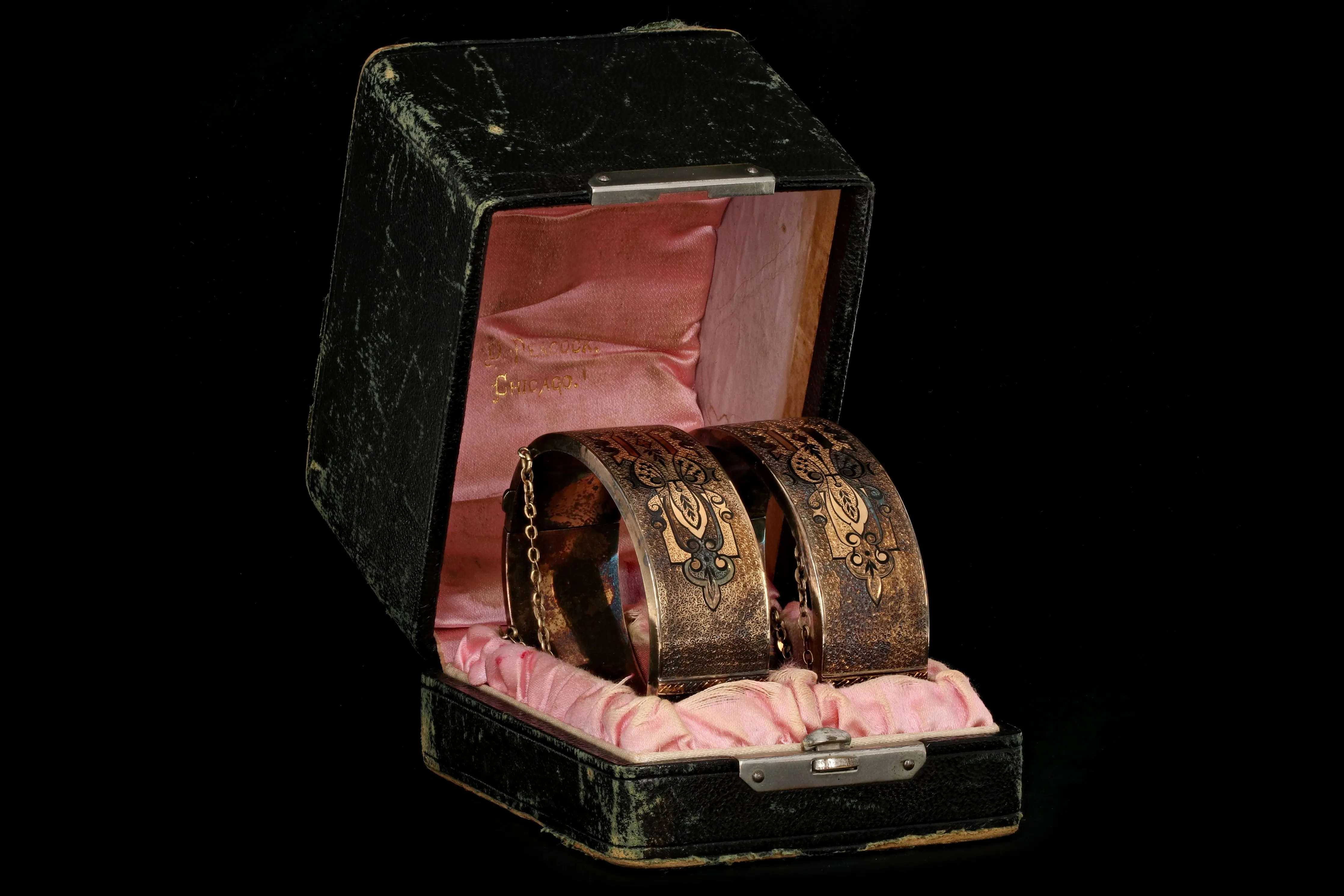 Victorian 14K Gold Pair of Wedding Bangles/Bracelets With Original Box