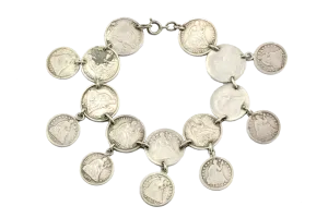 Victorian American Coin Silver Loaded Love Token Bracelet c.1880's