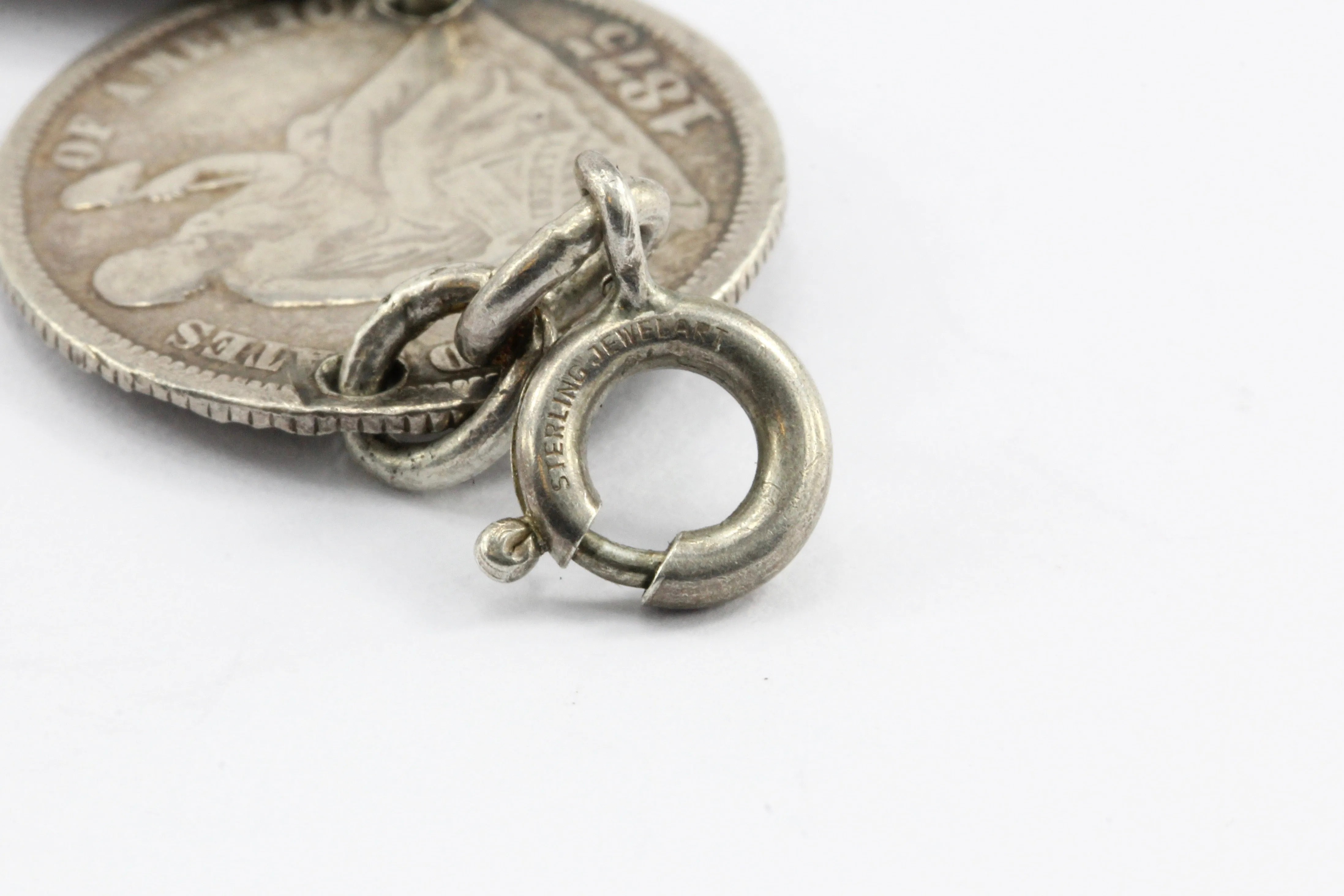 Victorian American Coin Silver Loaded Love Token Bracelet c.1880's