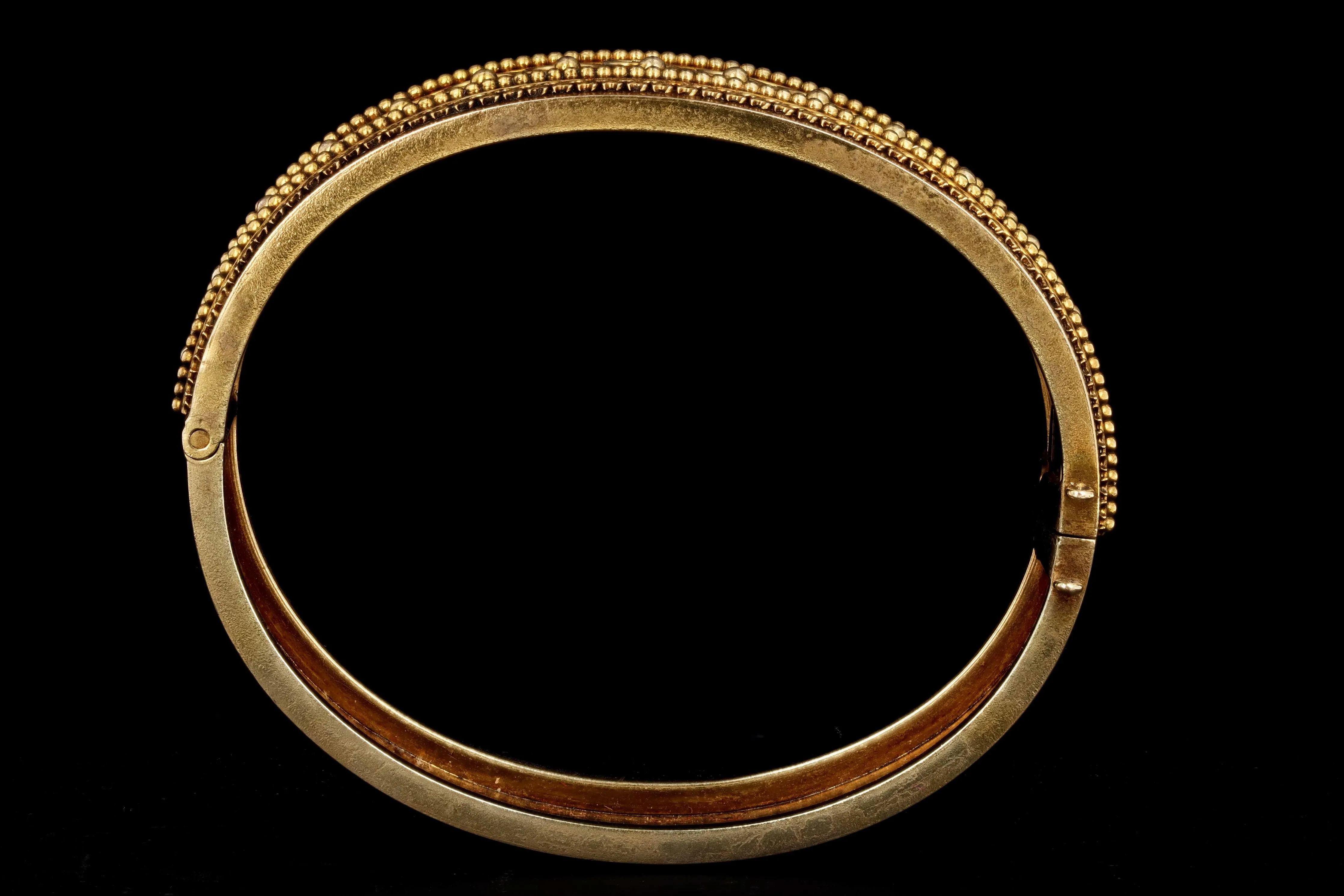 Victorian Etruscan Revival Yellow Gold Bangle c.1880's
