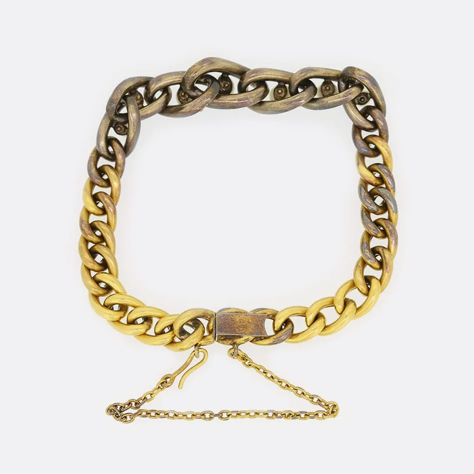 Victorian Rose Cut Diamond and Natural Pearl Bracelet