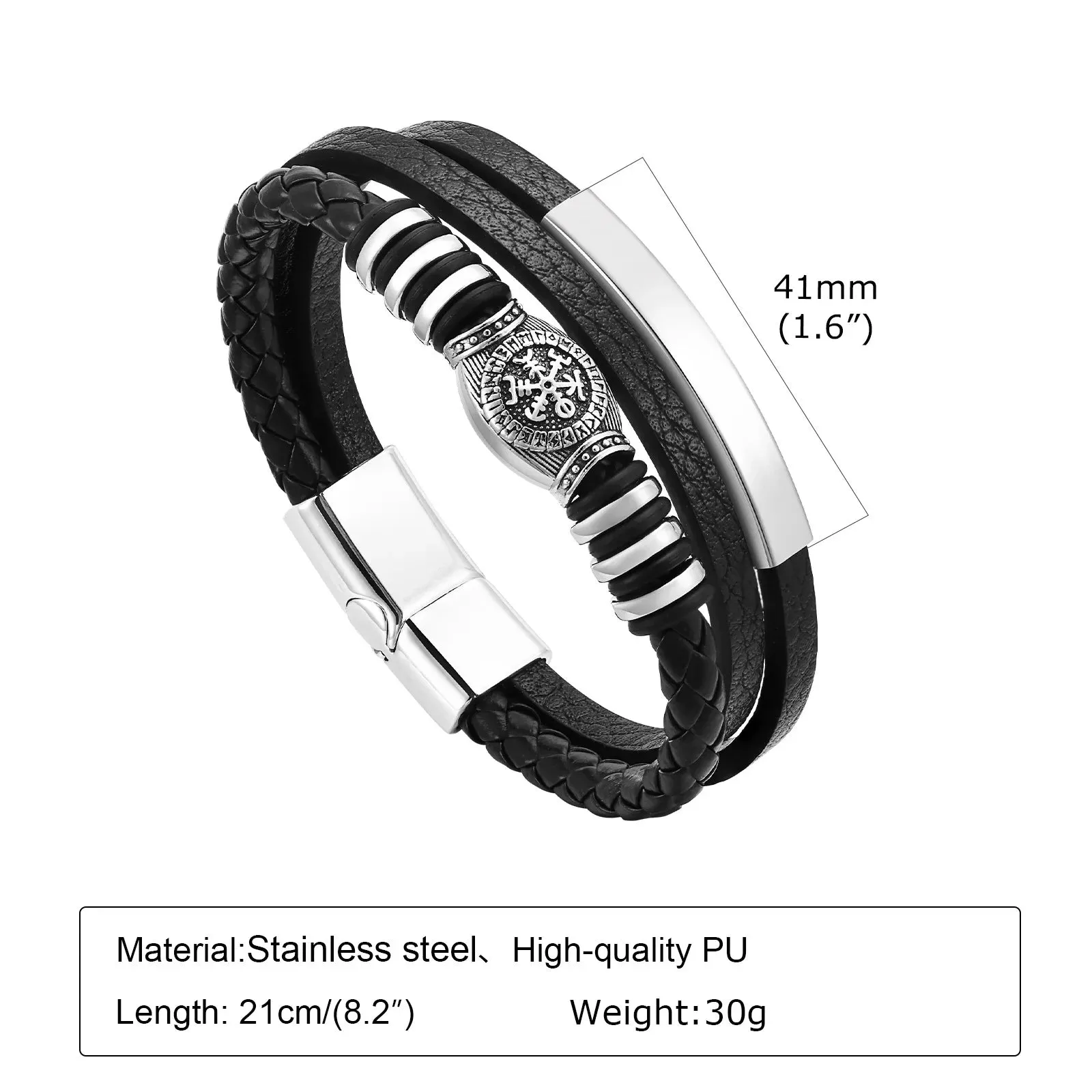 Viking Rune Compass Multi-layer Leather Bracelets for Men