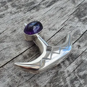 Vintage 1960s Modernist Silver & Amethyst Vintage Brooch by Elis Kauppi Kupittaan Kulta