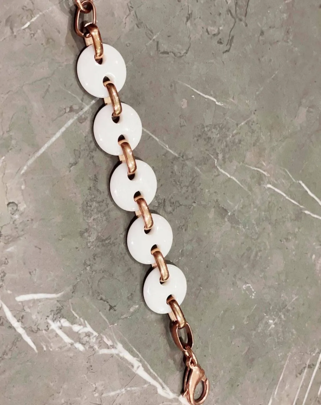 Vintage Mod White Link Bracelet