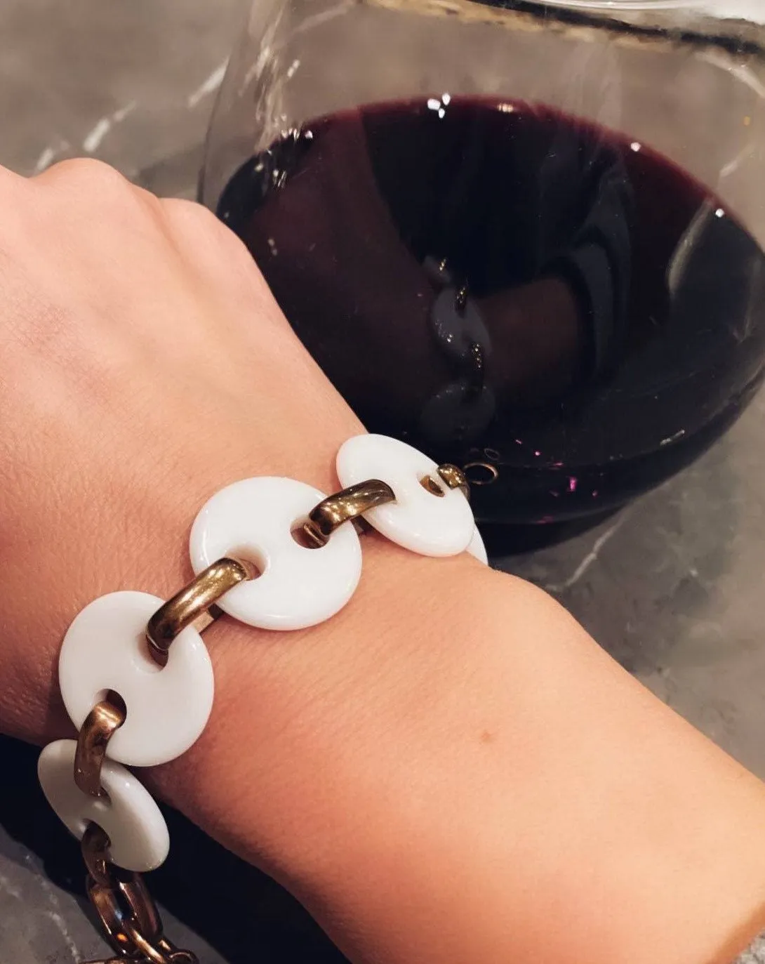 Vintage Mod White Link Bracelet
