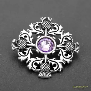 Vintage Outlander Thistle Brooch Pin - Gothic Scotland National Flower Badge for Unisex Attire