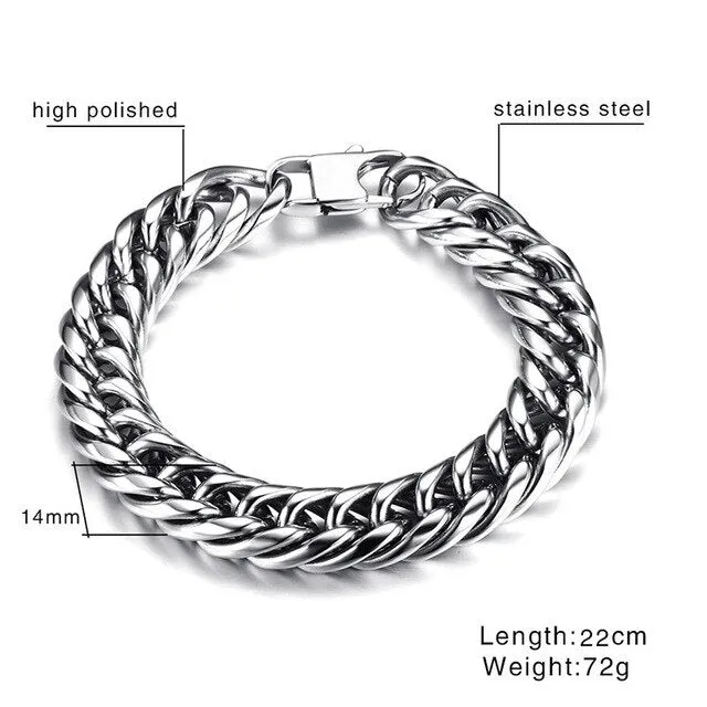 Vnox Mens Link Chain Bracelets Bangles Stainless Steel Wrist Band Hand Chain Male Jewelry Gift Pulseira