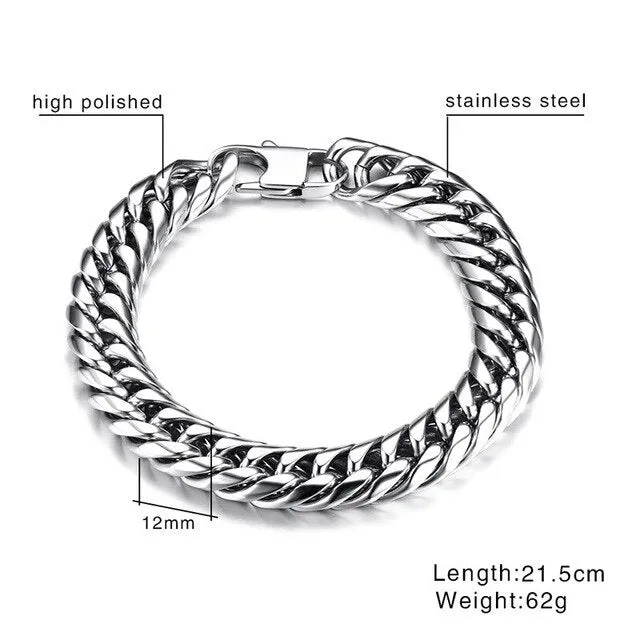 Vnox Mens Link Chain Bracelets Bangles Stainless Steel Wrist Band Hand Chain Male Jewelry Gift Pulseira
