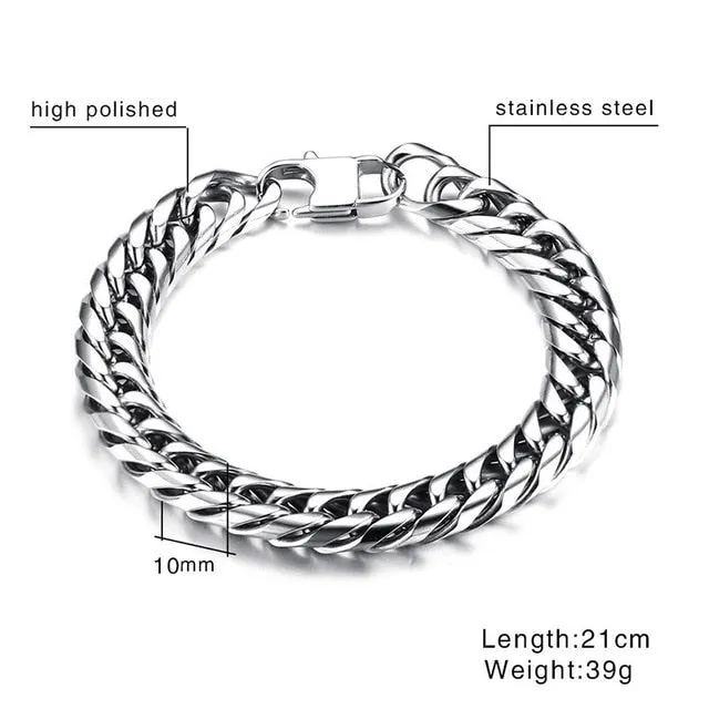 Vnox Mens Link Chain Bracelets Bangles Stainless Steel Wrist Band Hand Chain Male Jewelry Gift Pulseira