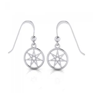 Wear the mystic power of the Elven Pentacle Sterling Silver Dangle Earrings TE2807