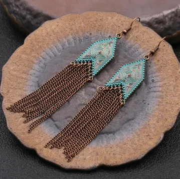 Western Metal Dangle Chain Earrings