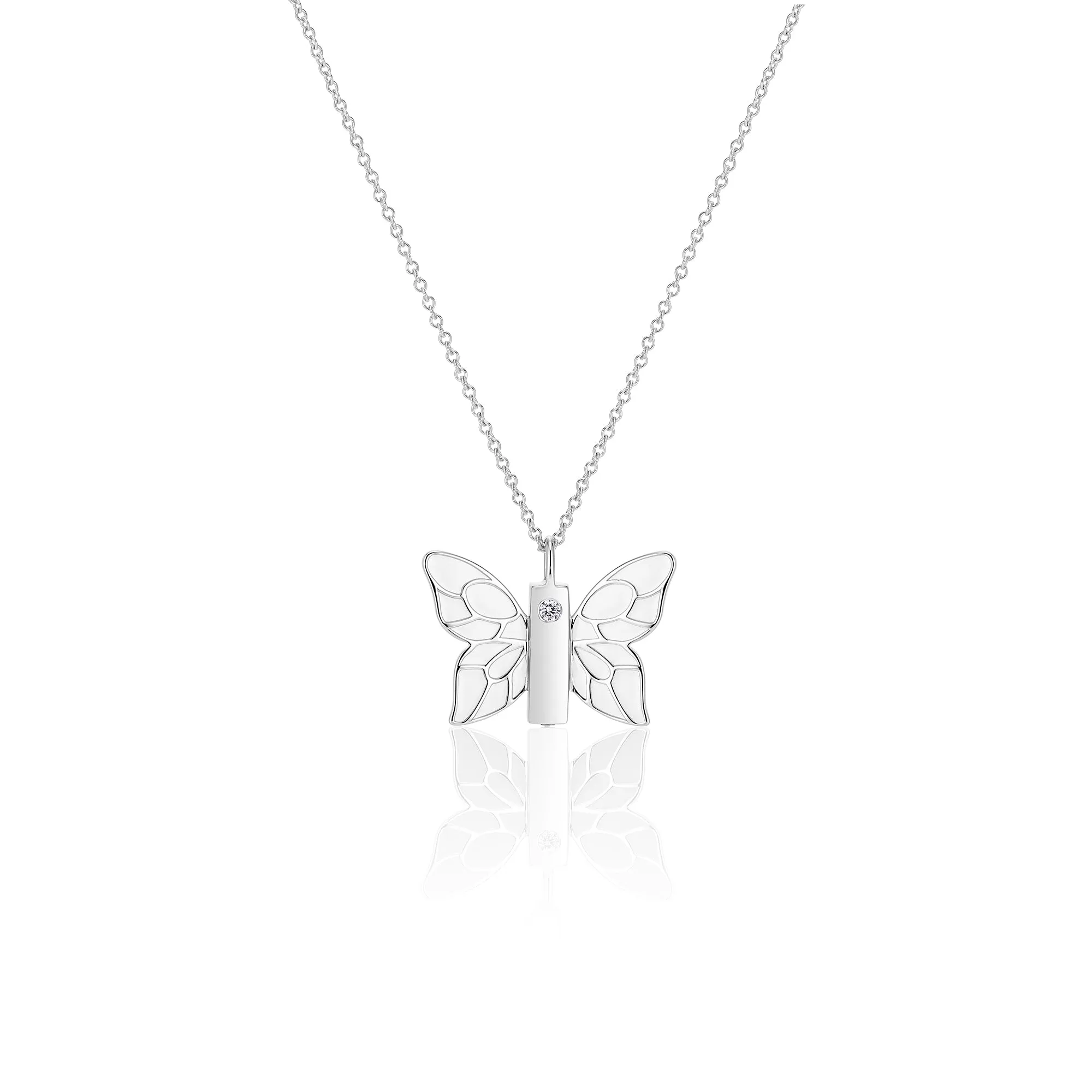 White Enamel Butterfly Pendant