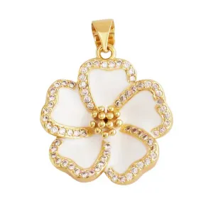 White Hibiscus Flower Charm For Charm Necklace