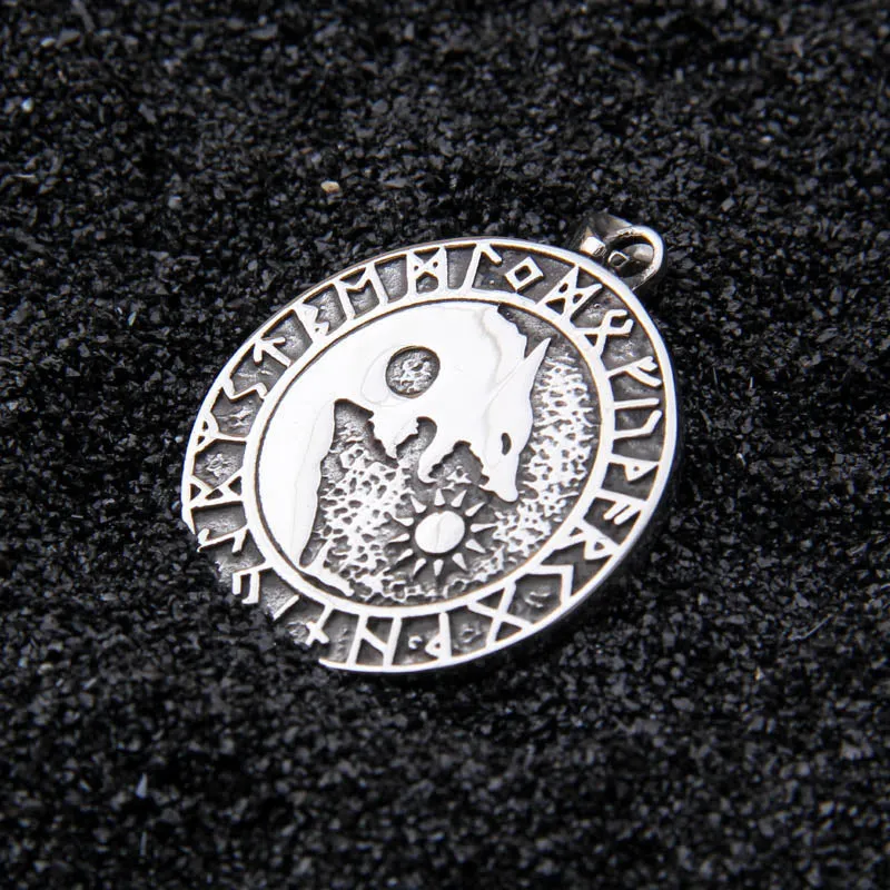Wolf Sun and Moon Necklace