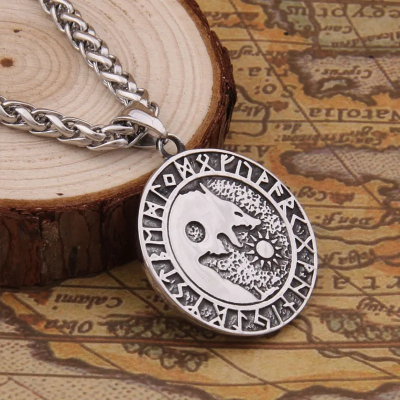 Wolf Sun and Moon Necklace