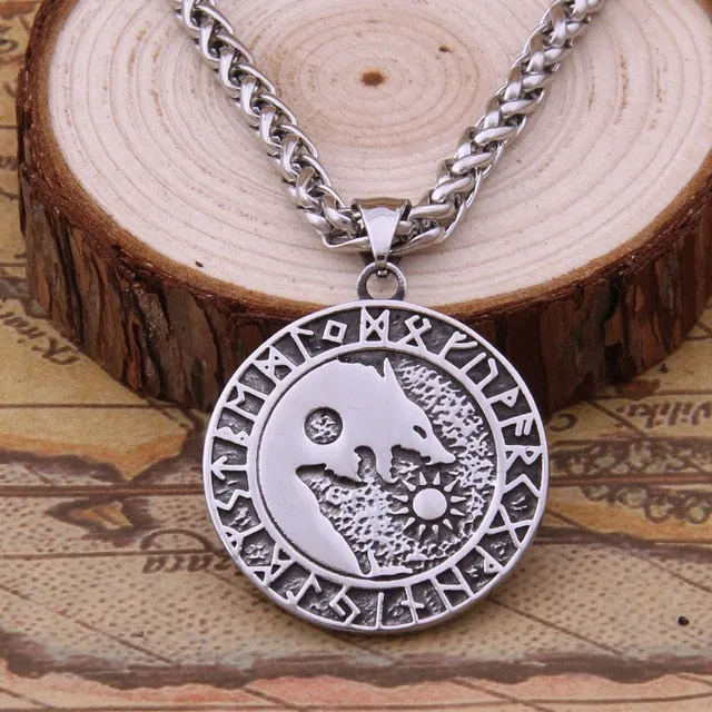 Wolf Sun and Moon Necklace