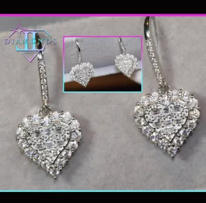 Womens Heart Diamond Earrings | Womens Diamond Heart Earrings